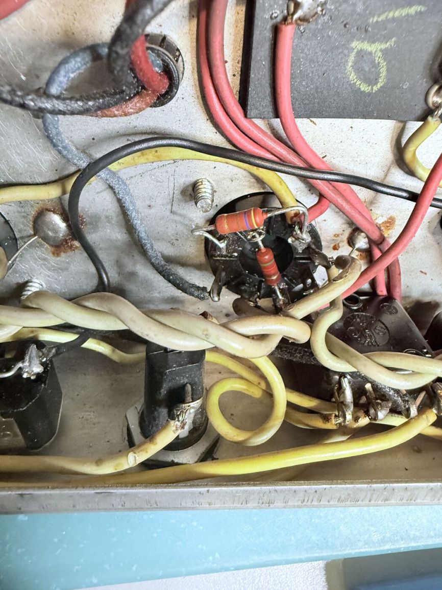Corrected resistor value installed at a power tube socket