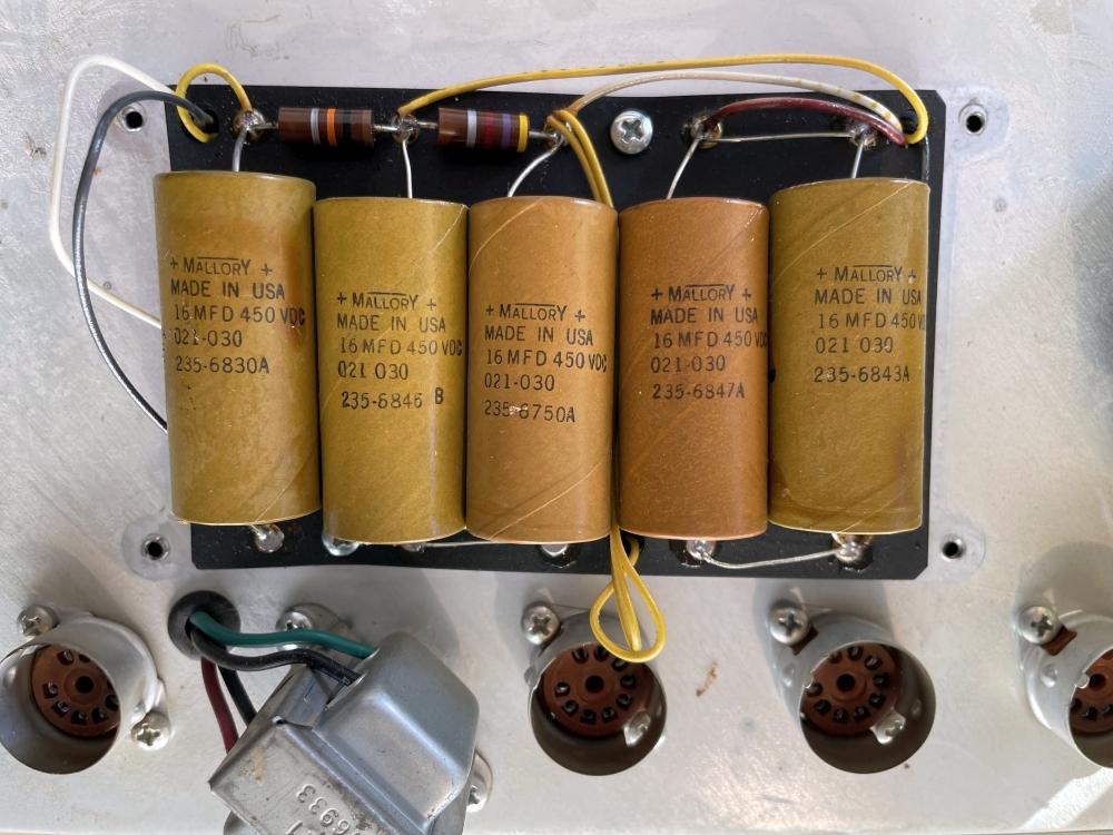 Original Mallory 16MFD 450VDC filter capacitors on the doghouse board